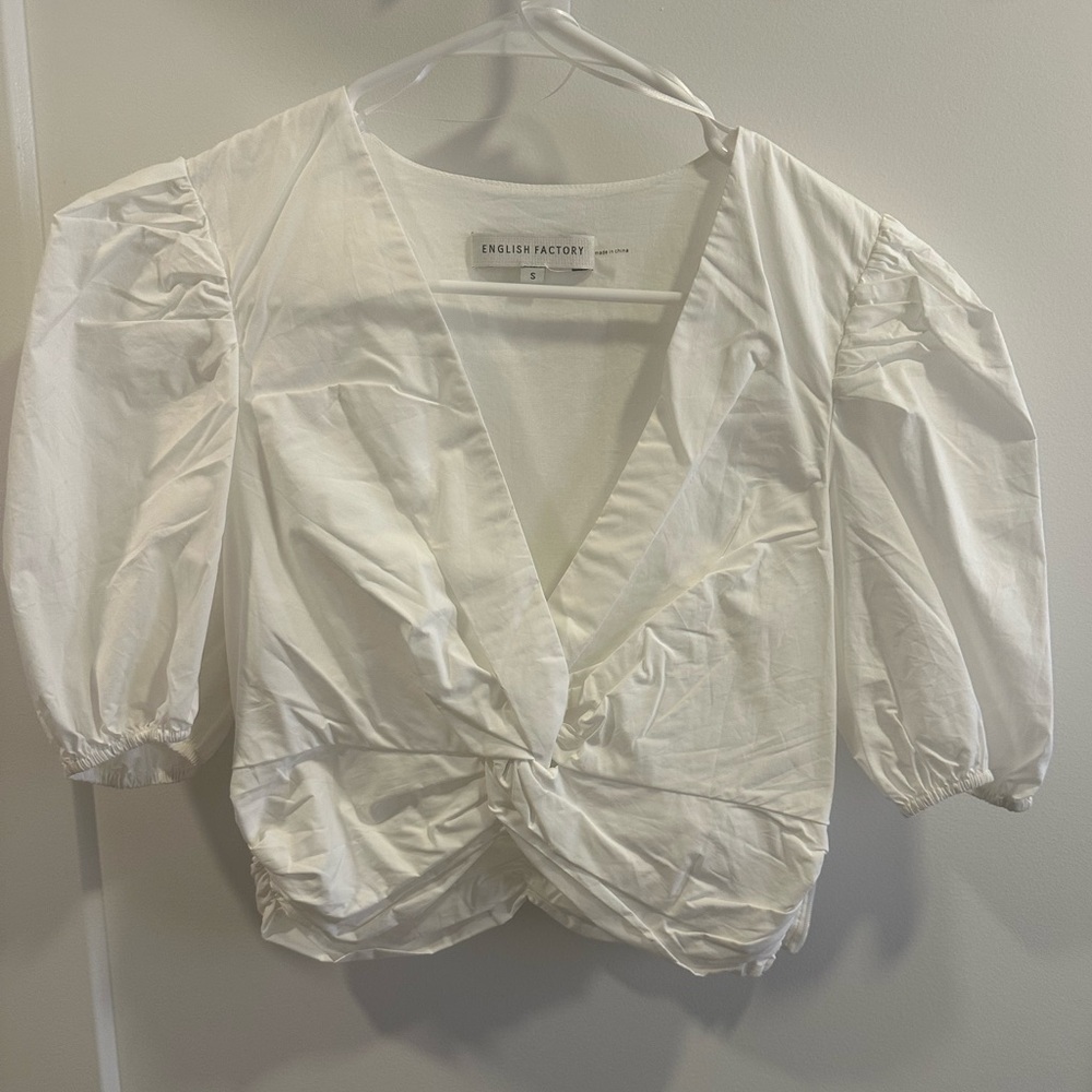 English Factory White Puff Sleeve Top